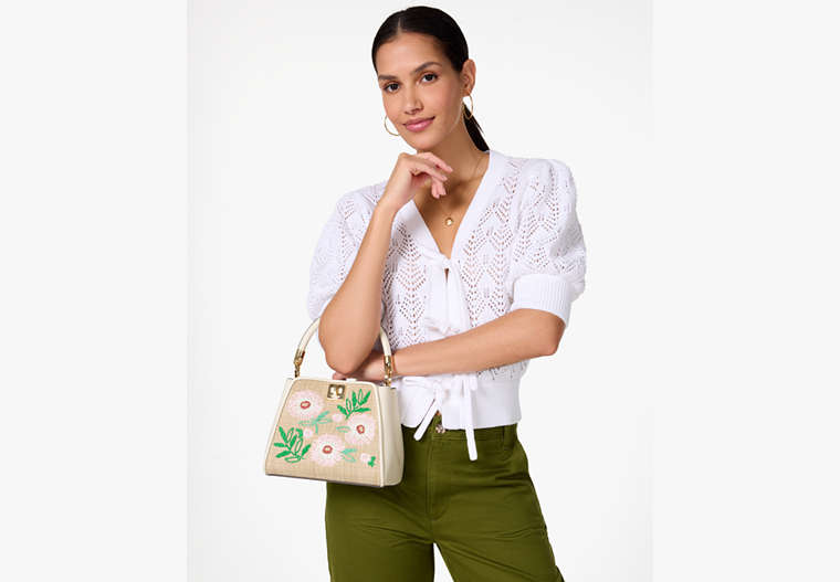 Phoebe Straw Small Top Handle Bag Natural Multi Natural Multi
