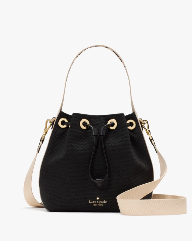 KateSpade Kip Canvas Bucket Bag Black