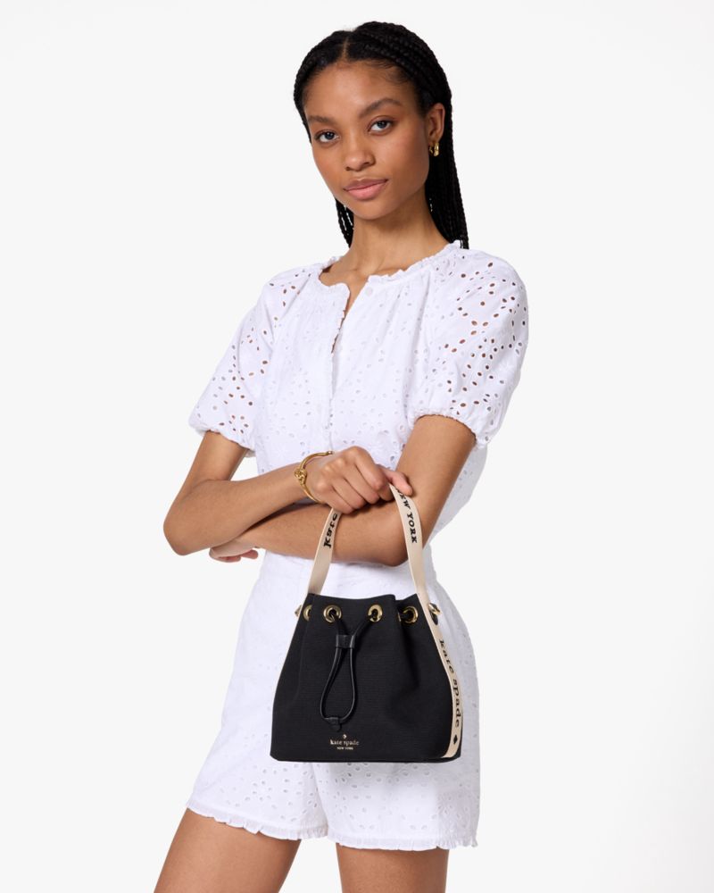 KateSpade Kip Canvas Bucket Bag Black