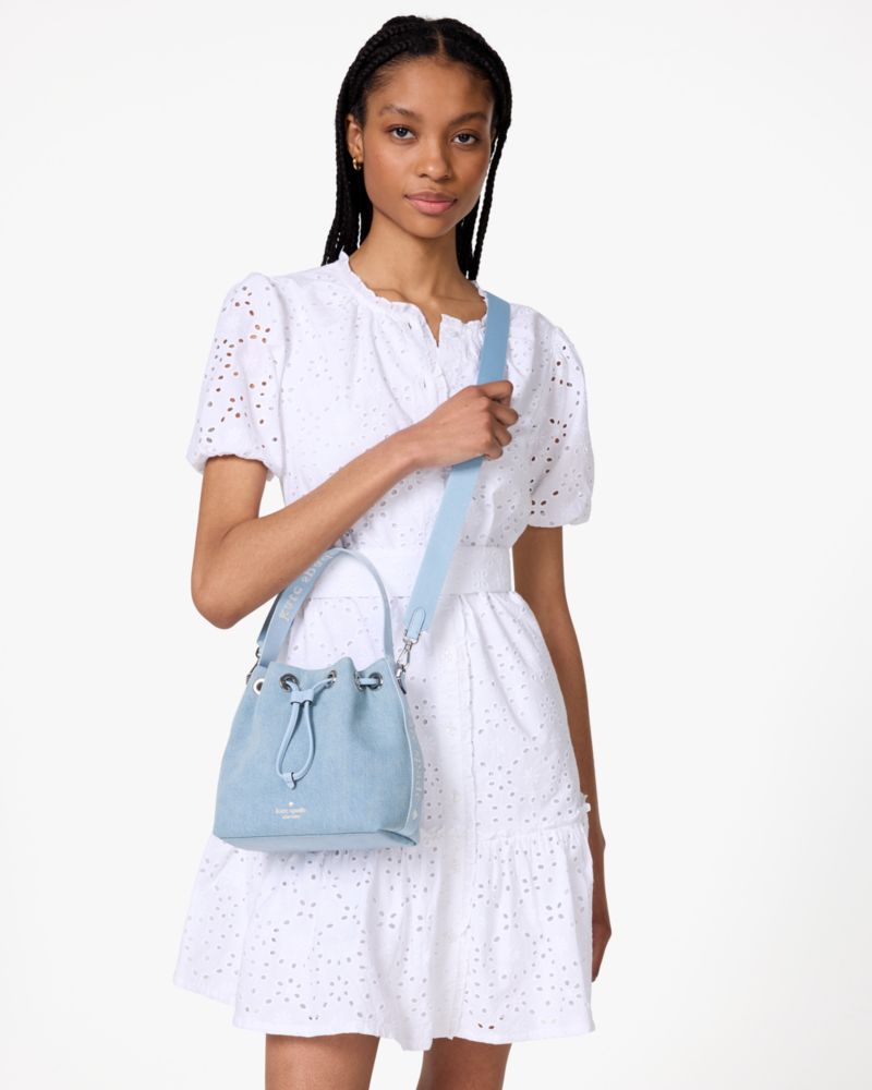 KateSpade Kip Denim Bucket Bag Blue Multicolor