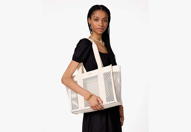 Kip Perforated Leather Large Tote Meringue Meringue