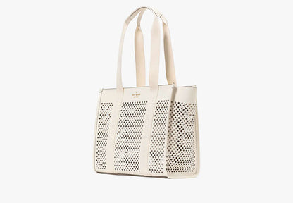 Kip Perforated Leather Large Tote Meringue Meringue