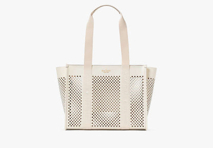 Kip Perforated Leather Large Tote Meringue Meringue