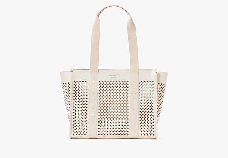 Kip Perforated Leather Large Tote Meringue Meringue
