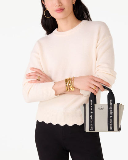KateSpade Kip Canvas Mini Tote Bag Natural Multi