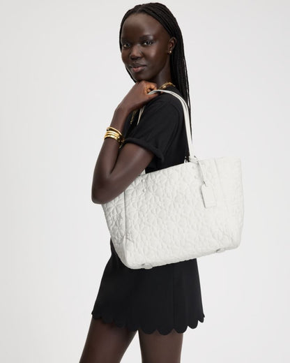 KateSpade Tilly Quilted Medium Tote Bag White Dove