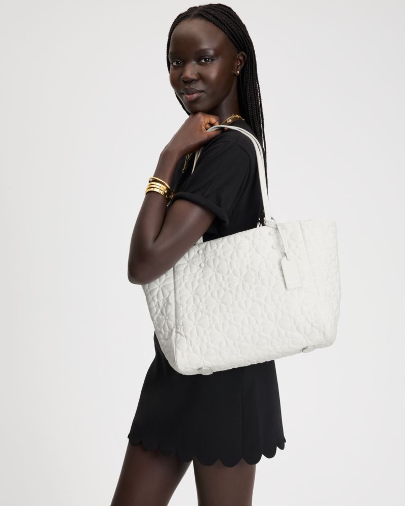 KateSpade Tilly Quilted Medium Tote Bag White Dove