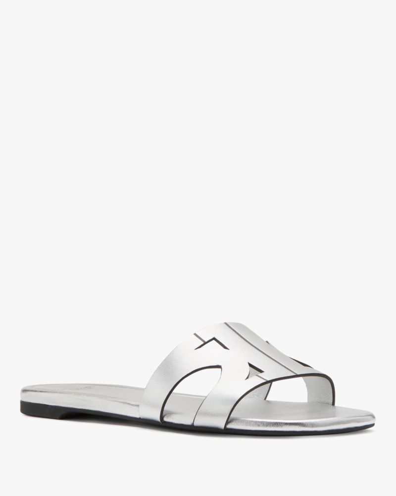 Katespade Duo Slide Sandals Silver