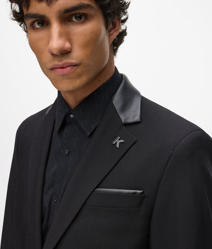 Karl Lagerfeld Faux-Leather Detail Blazer Black