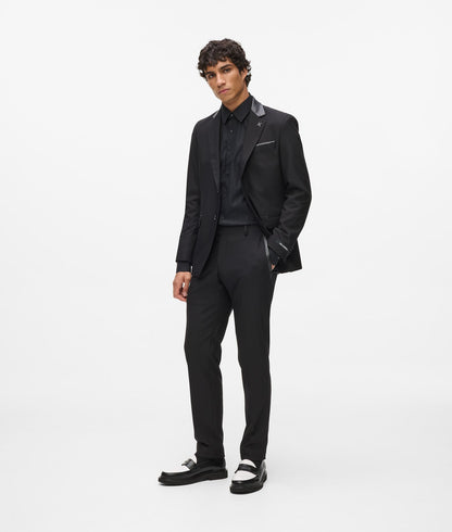 Karl Lagerfeld Faux-Leather Detail Blazer Black