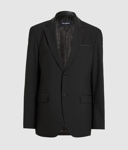 Karl Lagerfeld Faux-Leather Detail Blazer Black