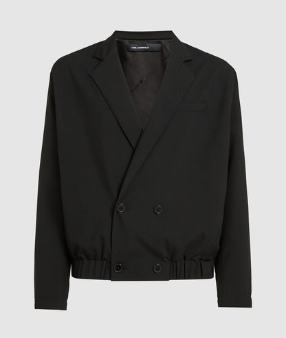 Karl Lagerfeld Short Double-Breasted Blazer Black