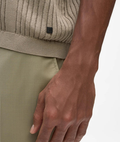 Karl Lagerfeld Rib-Knit Polo Shirt Khaki