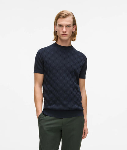 Karl Lagerfeld Textured Short-Sleeved Sweater Night Blue