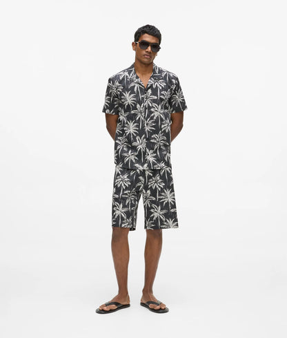 Karl Lagerfeld Palm-Print Shorts Black