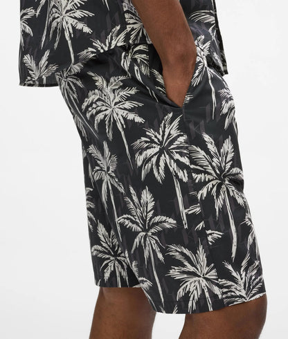 Karl Lagerfeld Palm-Print Shorts Black