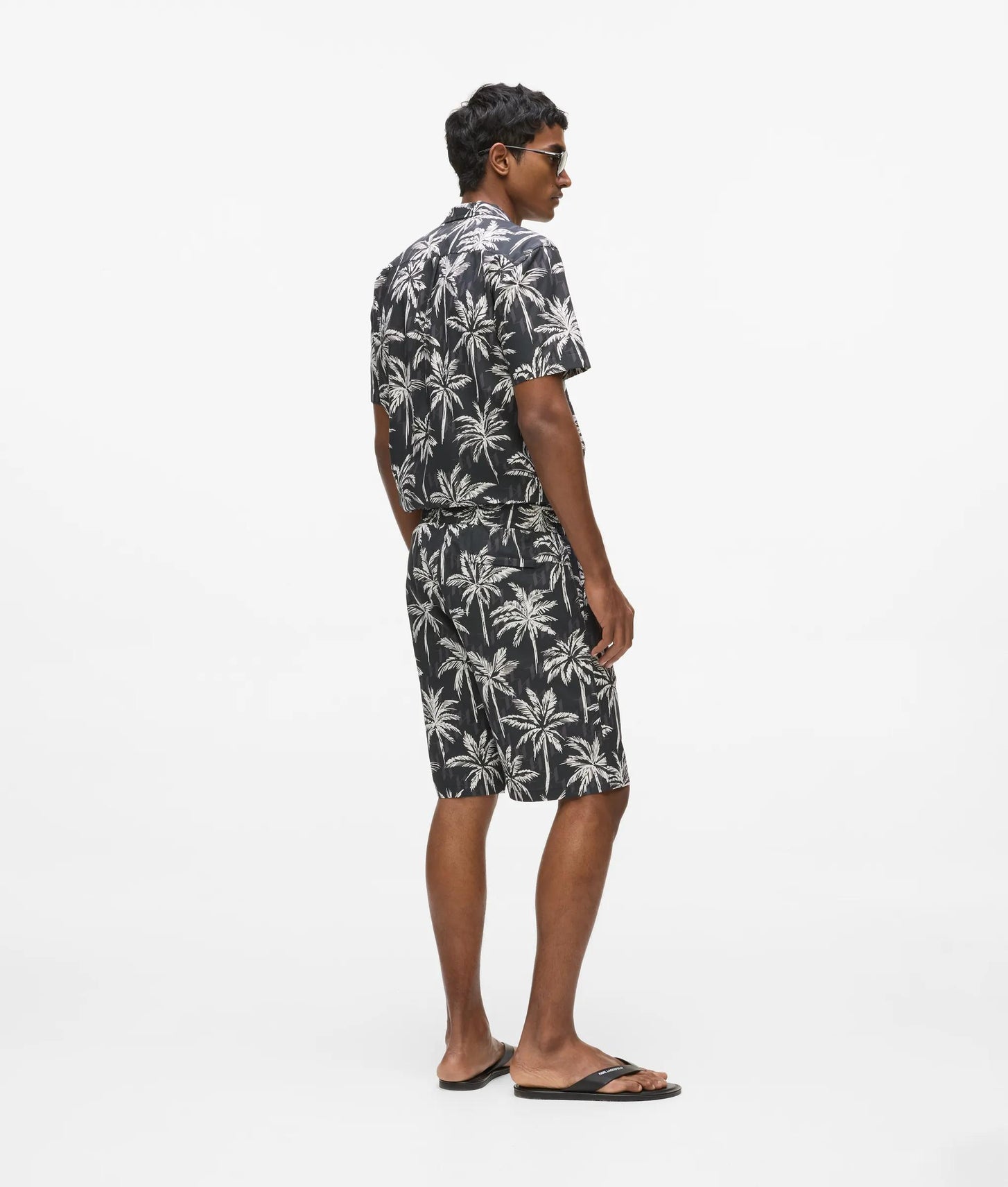 Karl Lagerfeld Palm-Print Shorts Black