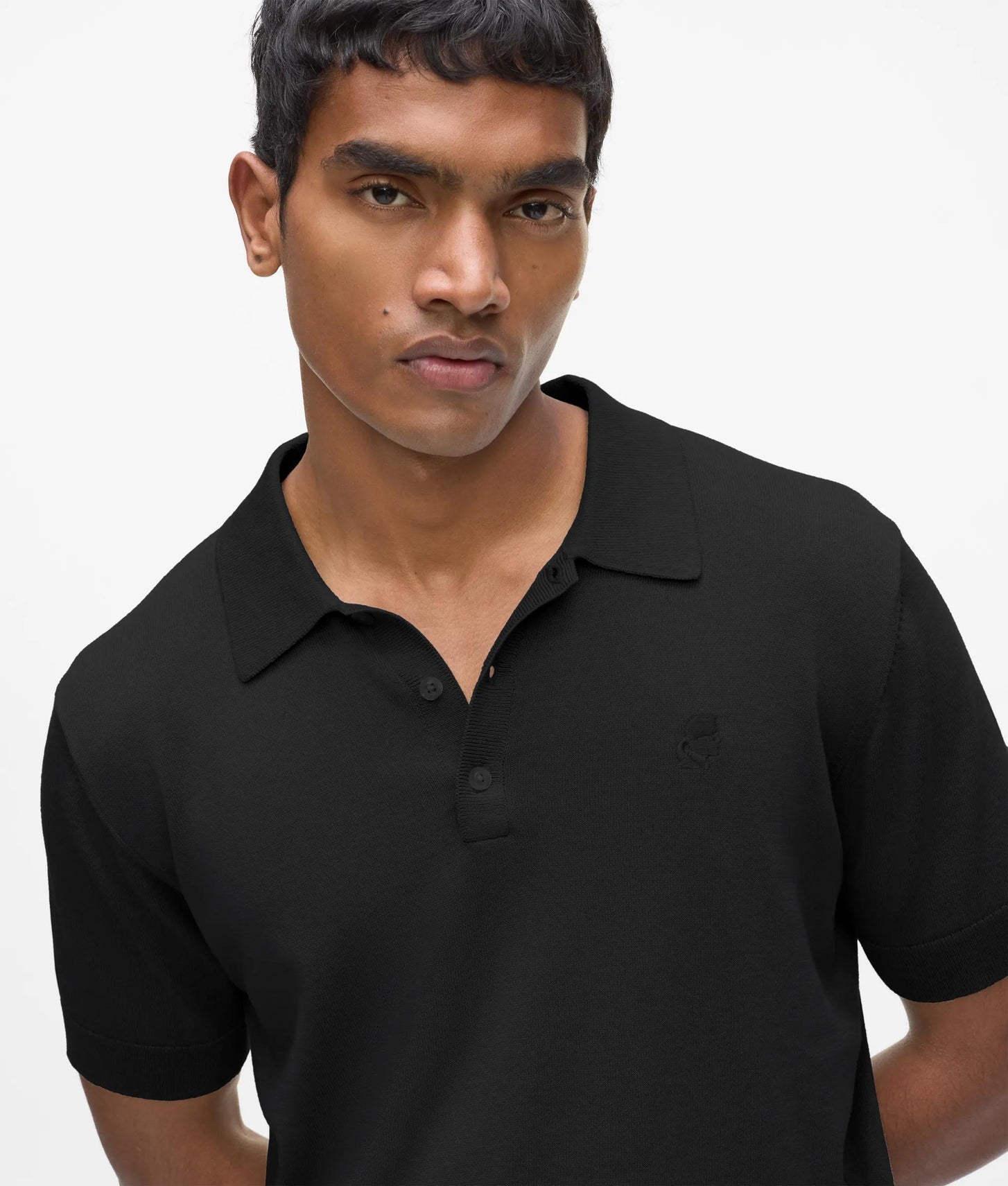 Karl Lagerfeld Knit Polo Shirt Black