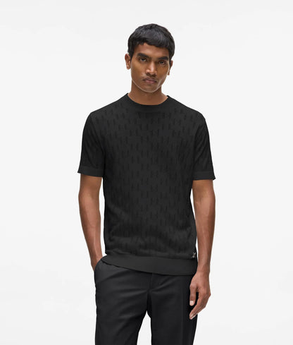 Karl Lagerfeld Monogram Short-Sleeved Sweater Black