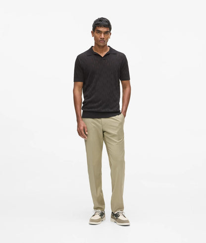 Karl Lagerfeld Monogram Knit Polo Shirt Black