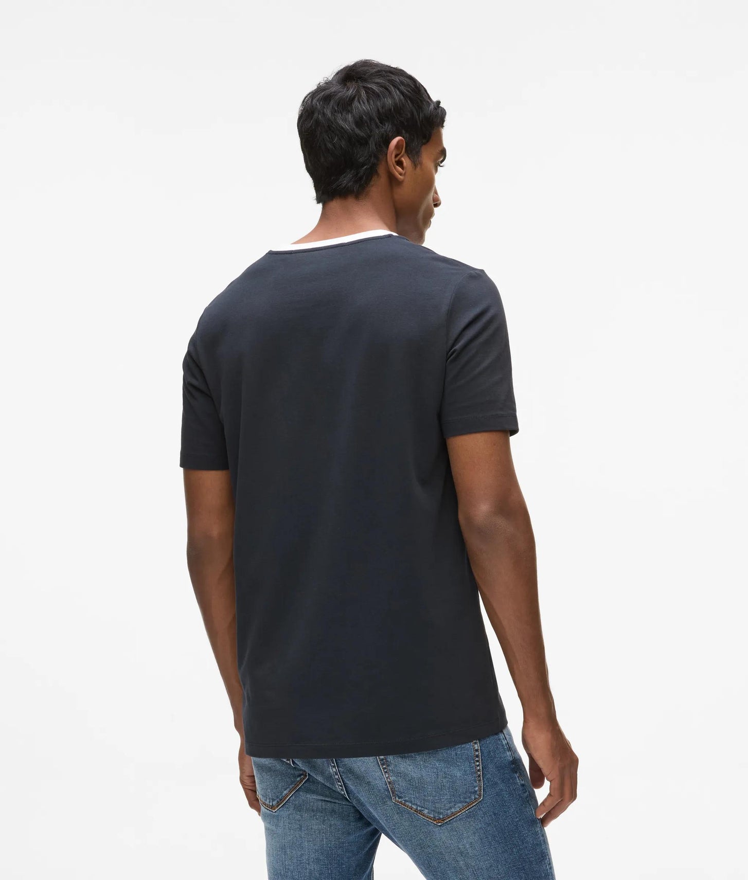 Karl Lagerfeld Contrast V-Neck T-Shirt Navy