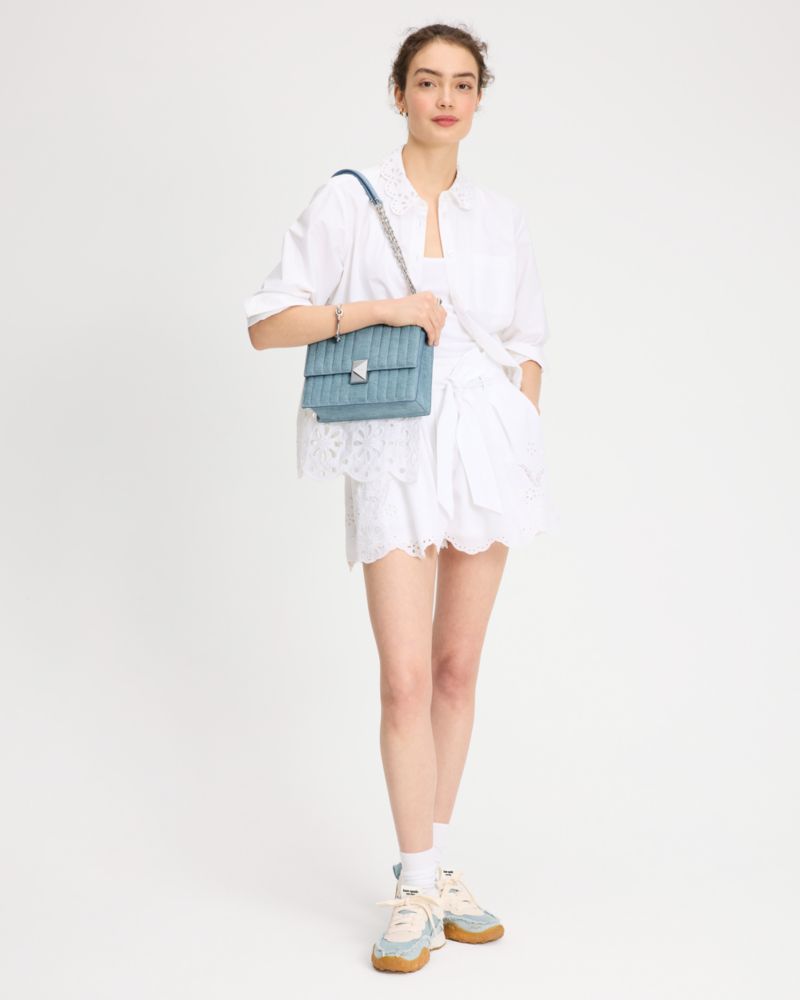 KateSpade Deco Quilted Chain Shoulder Bag Blue Multi