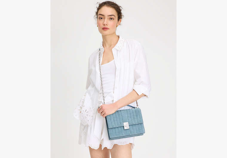 Deco Quilted Chain Shoulder Bag Blue Multi Blue Multi