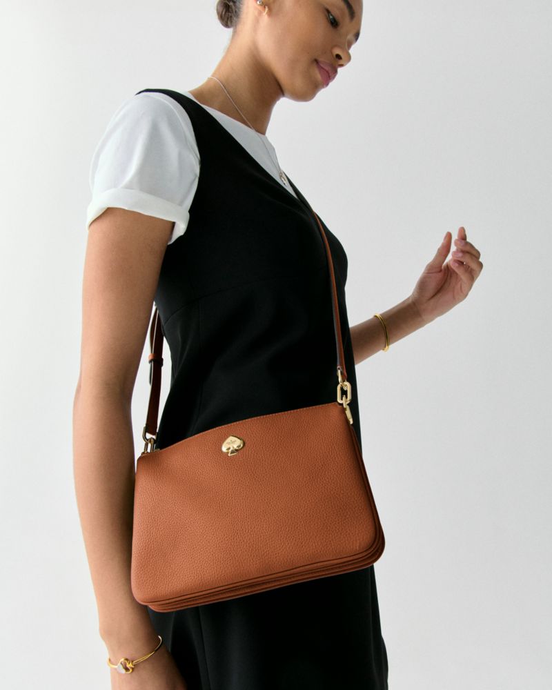 KateSpade Kayla Small Triple Compartment Crossbody Warm Gingerbread
