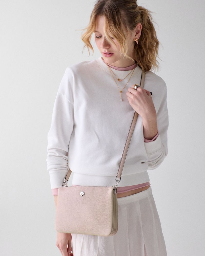 KateSpade Kayla Triple Crossbody Bag Powdered Sugar