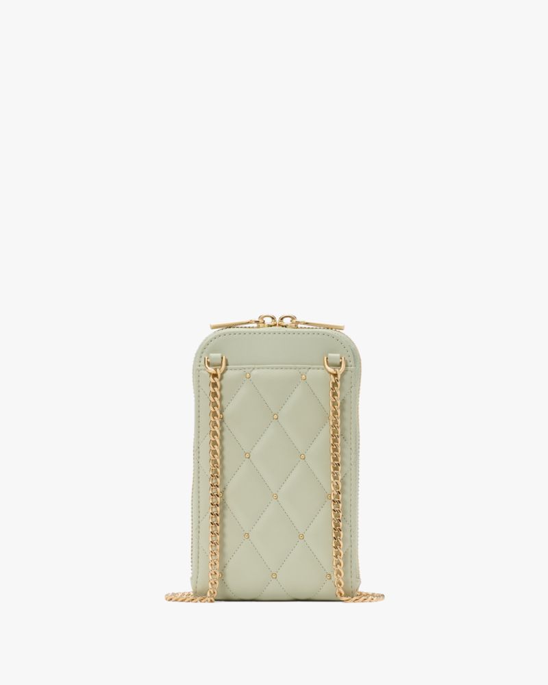 KateSpade Carey Quilted Studded Phone Chain Crossbody Sage Bundle
