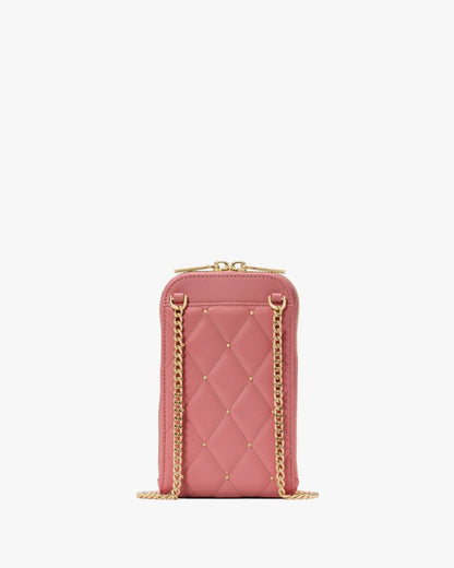 KateSpade Carey Quilted Studded Phone Chain Crossbody Pomegranate