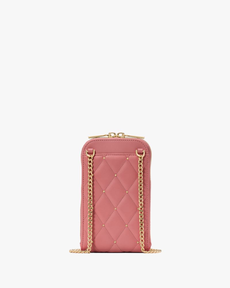 KateSpade Carey Quilted Studded Phone Chain Crossbody Pomegranate
