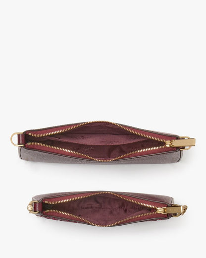 KateSpade Duet Spade Flower Embroidered Small Crossbody Dark Merlot