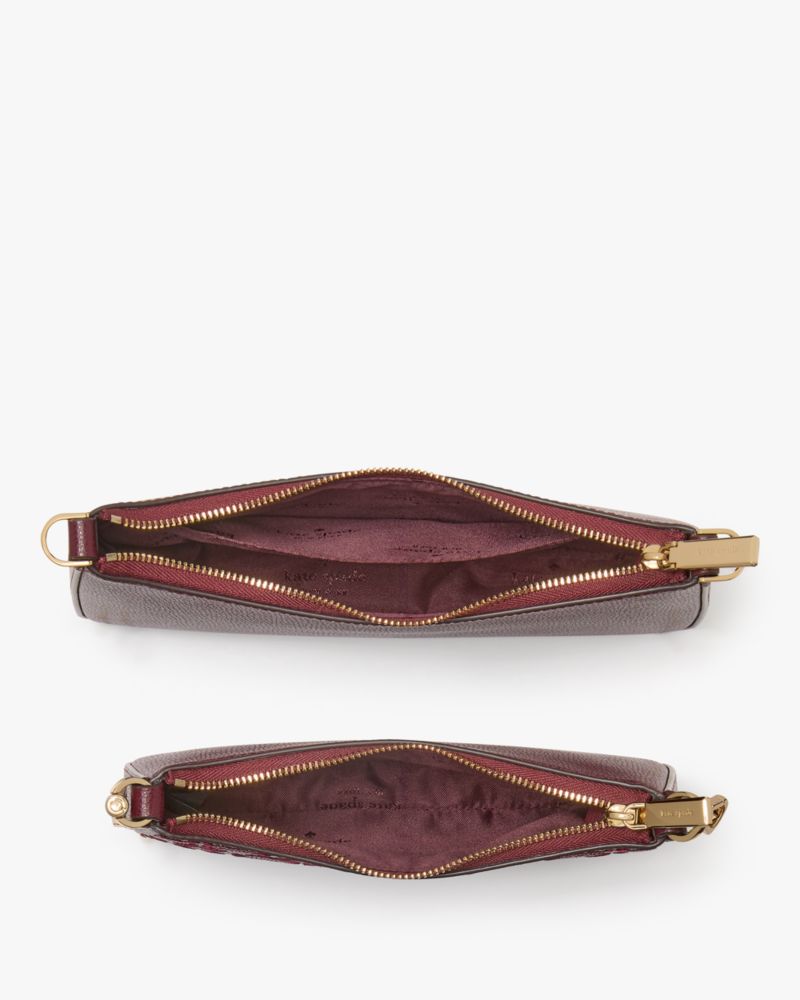 KateSpade Duet Spade Flower Embroidered Small Crossbody Dark Merlot