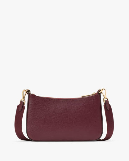 KateSpade Duet Spade Flower Embroidered Small Crossbody Dark Merlot