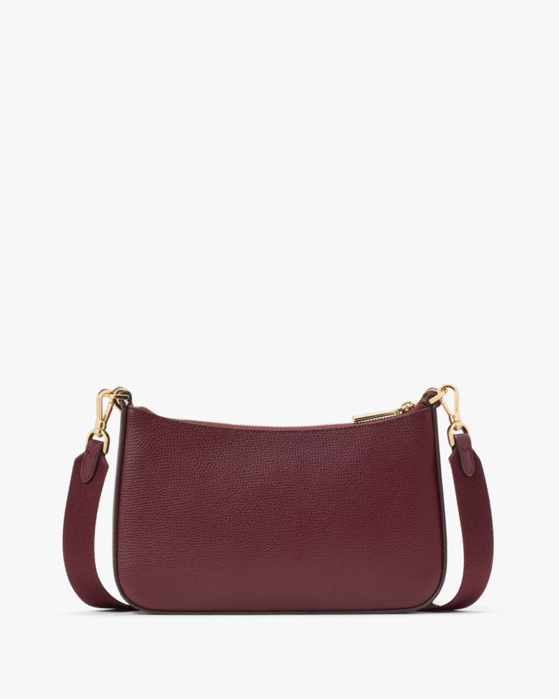 KateSpade Duet Spade Flower Embroidered Small Crossbody Dark Merlot