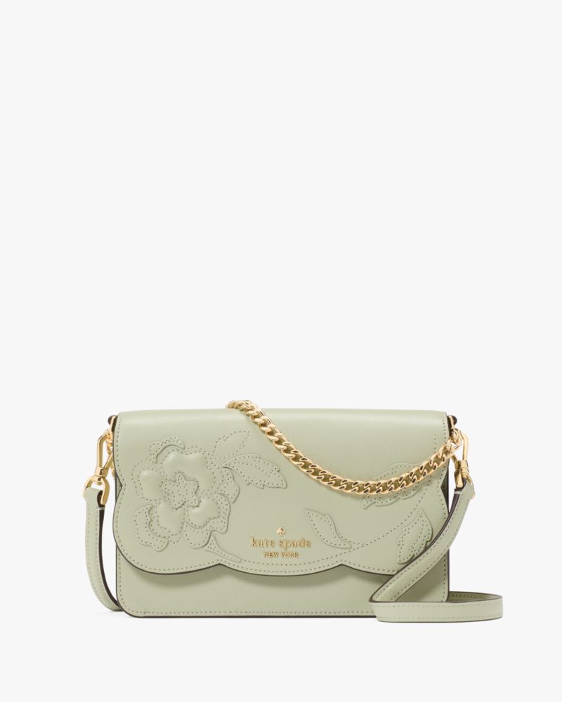 KateSpade Madison Floral Applique Willow Mini Crossbody Sage Bundle