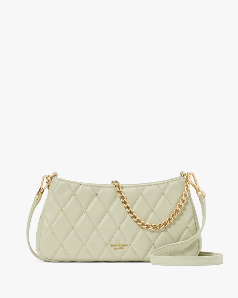 KateSpade Carey Quilted Studs Small Convertible Crossbody Sage Bundle