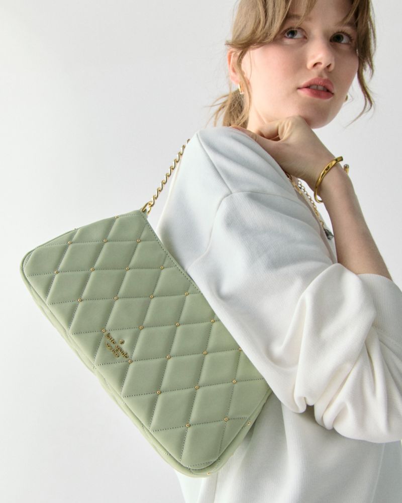 KateSpade Carey Quilted Studs Small Convertible Crossbody Sage Bundle