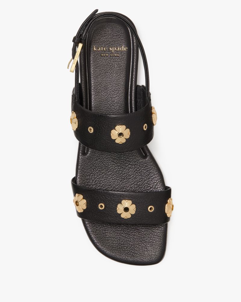 Katespade Spade Flower Stud Flat Sandals Black