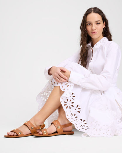 Katespade Spade Flower Stud Flat Sandals Saddle