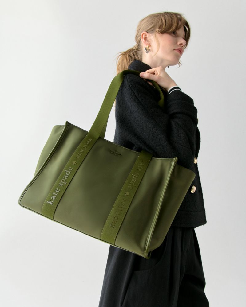 KateSpade Kip Nylon Large Tote Enchanted Green