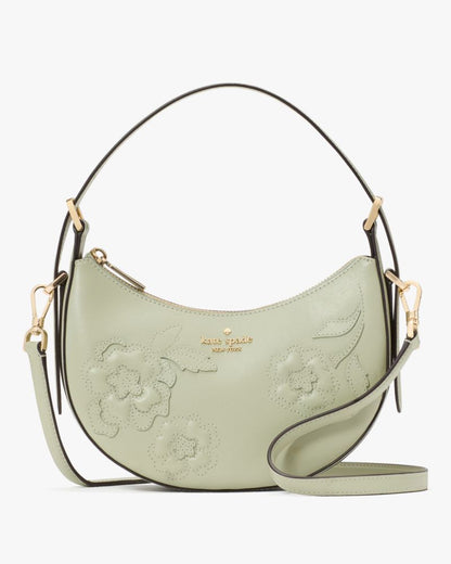 KateSpade Nova Floral Applique Crescent Shoulder Bag Sage Bundle