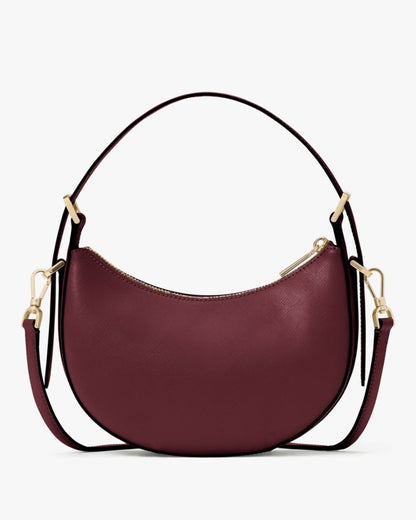 KateSpade Nova Floral Applique Crescent Shoulder Bag Dark Merlot