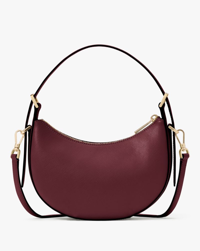 KateSpade Nova Floral Applique Crescent Shoulder Bag Dark Merlot