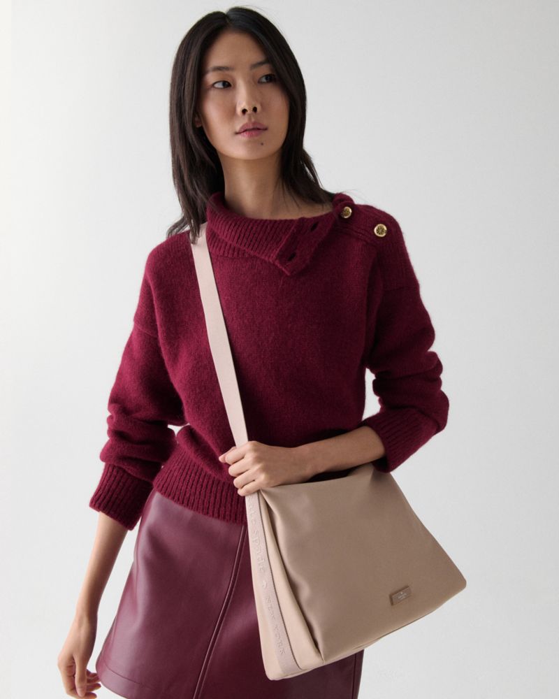 KateSpade Carter Nylon Large Convertible Crossbody Warm Beige