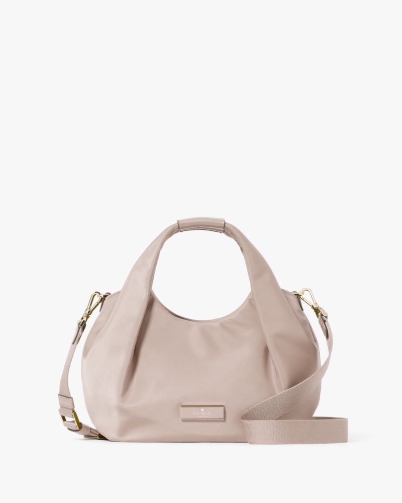 KateSpade Carter Nylon Small Pleated Crossbody Cozy Grey