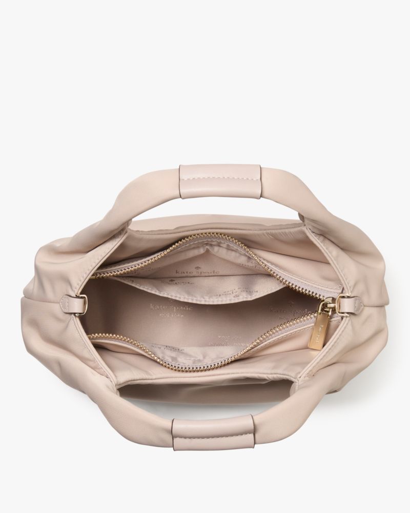 KateSpade Carter Nylon Small Pleated Crossbody Cozy Grey
