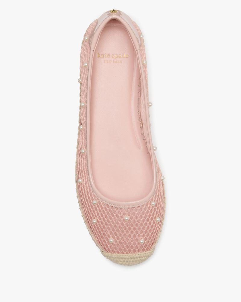 Katespade Pearl Fishnet Espadrille Ballet Flats Mochi Pink