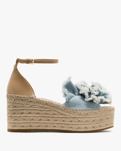 Katespade Flourish Espadrille Wedge Sandals Denim Walnut Shell